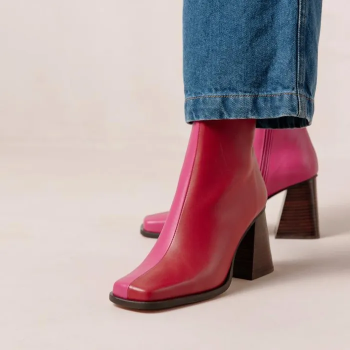 ALOHAS Boots Women South Bicolor 8211 Red And Pink Leather Boots