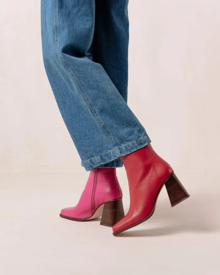 ALOHAS Boots Women South Bicolor 8211 Red And Pink Leather Boots