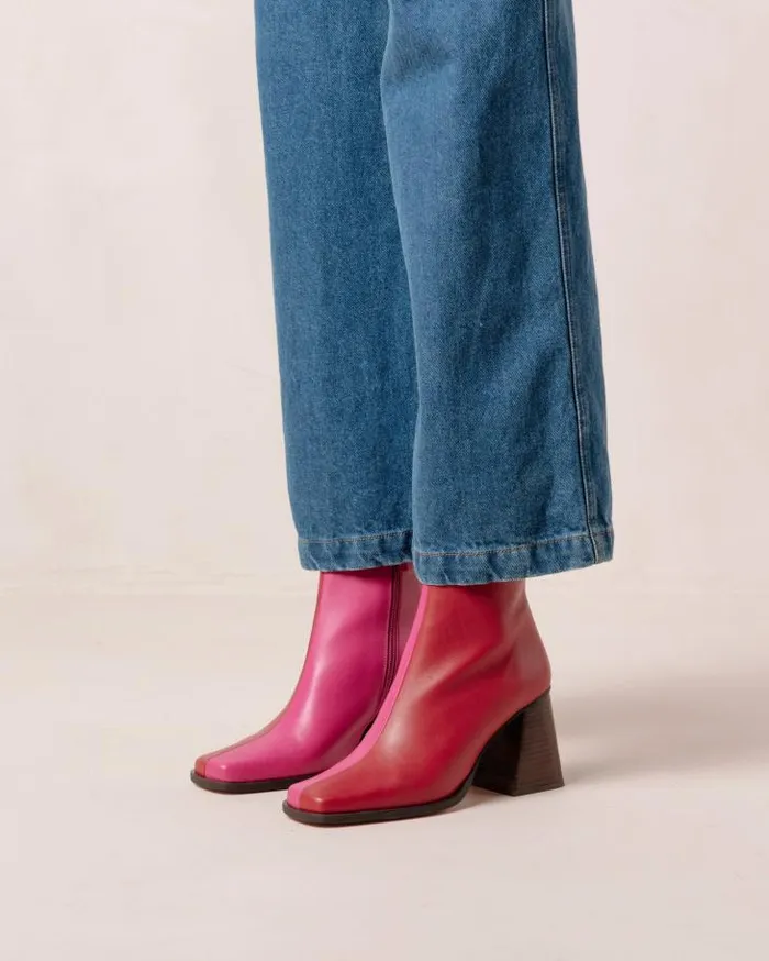ALOHAS Boots Women South Bicolor 8211 Red And Pink Leather Boots