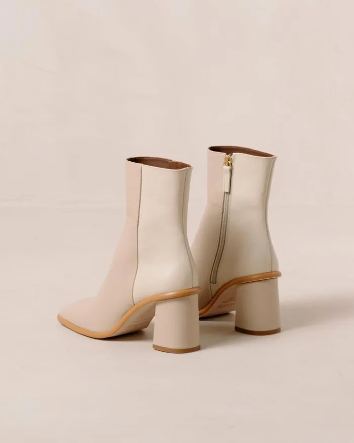 ALOHAS Boots Women West 8211 Cream And Beige Leather Boots