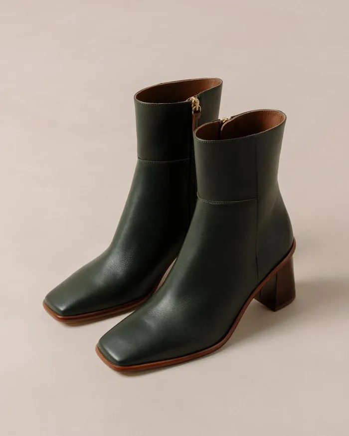 ALOHAS Boots Women West Vintage 8211 Dark Green Leather Boots
