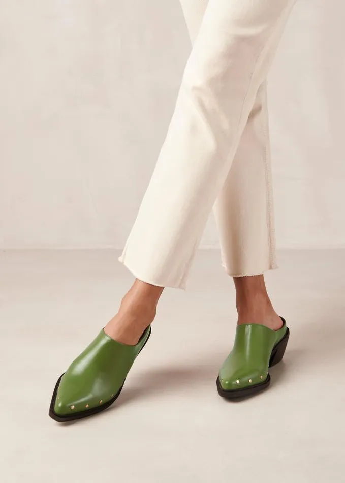 ALOHAS Clogs Women Lorenzo 8211 Green Leather Mules