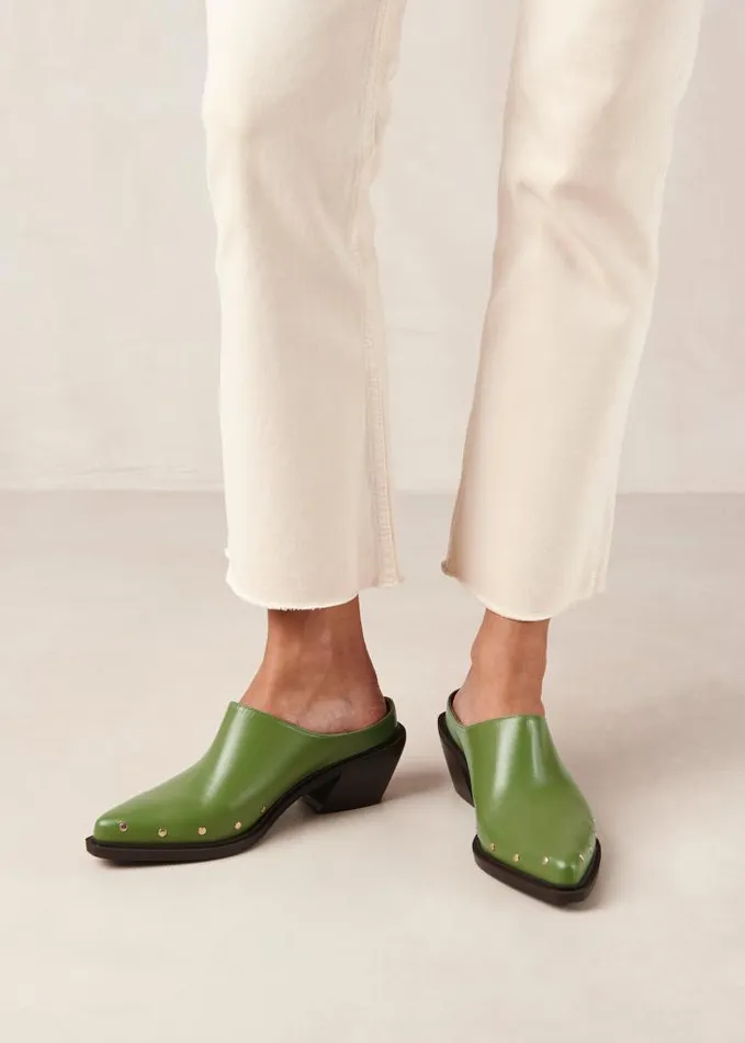 ALOHAS Clogs Women Lorenzo 8211 Green Leather Mules