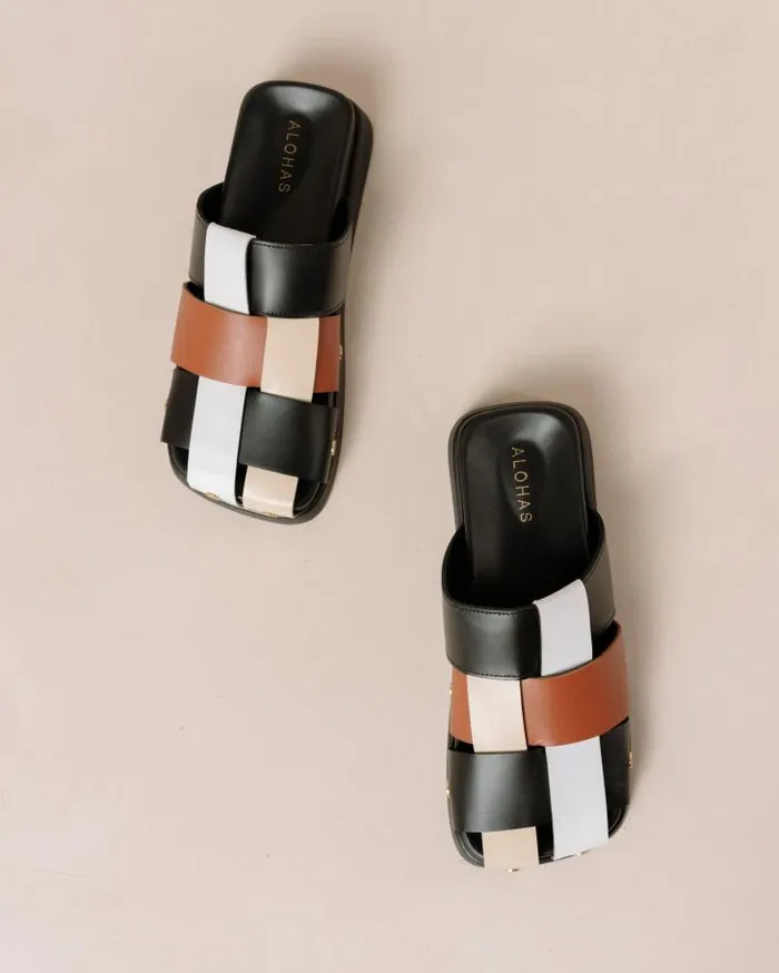 ALOHAS Clogs Women Stuart 8211 Multicolor Leather Mules