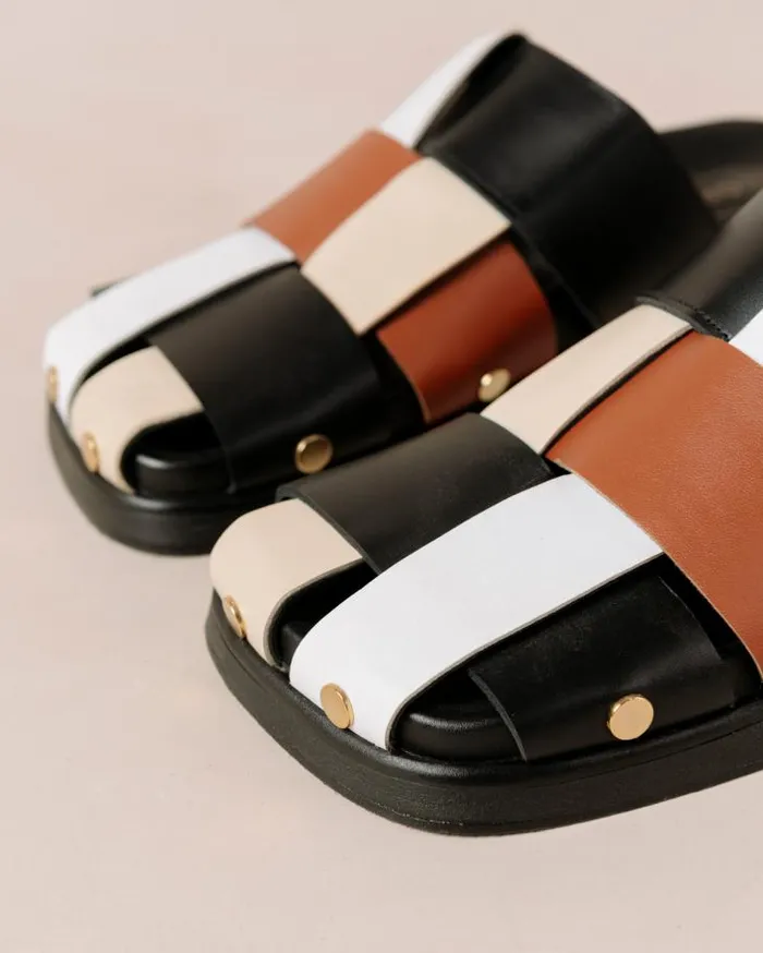 ALOHAS Clogs Women Stuart 8211 Multicolor Leather Mules