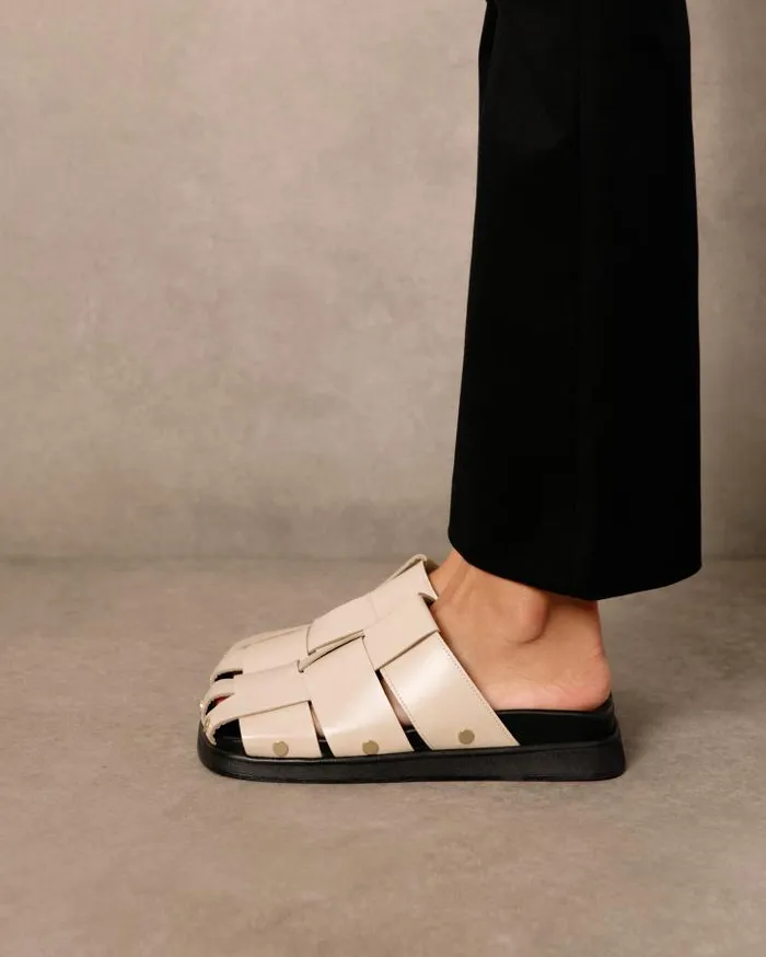 ALOHAS Clogs Women Stuart 8211 White Leather Mules