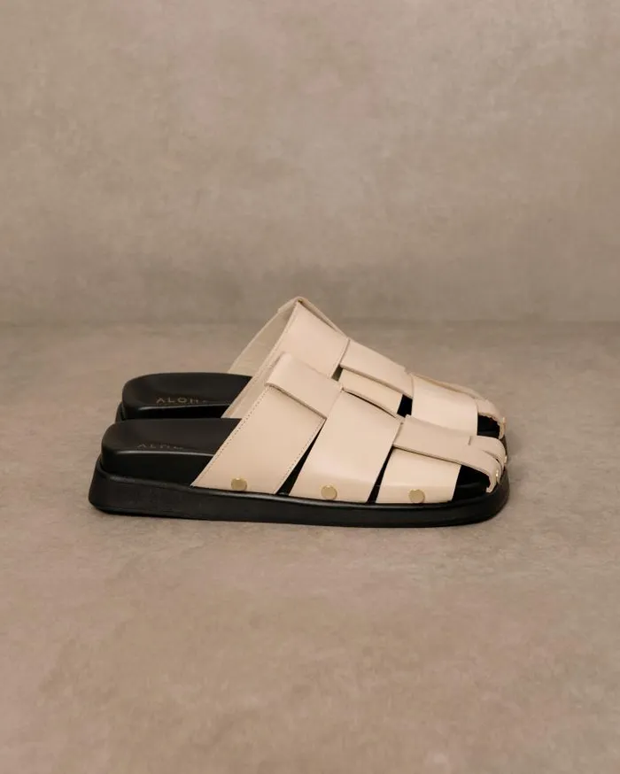 ALOHAS Clogs Women Stuart 8211 White Leather Mules