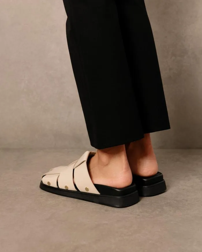 ALOHAS Clogs Women Stuart 8211 White Leather Mules