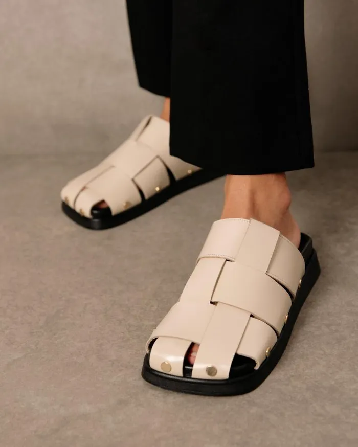 ALOHAS Clogs Women Stuart 8211 White Leather Mules