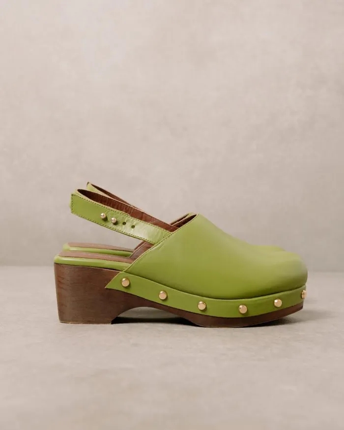 ALOHAS Clogs Women Vinyl 8211 Green Leather Clogs