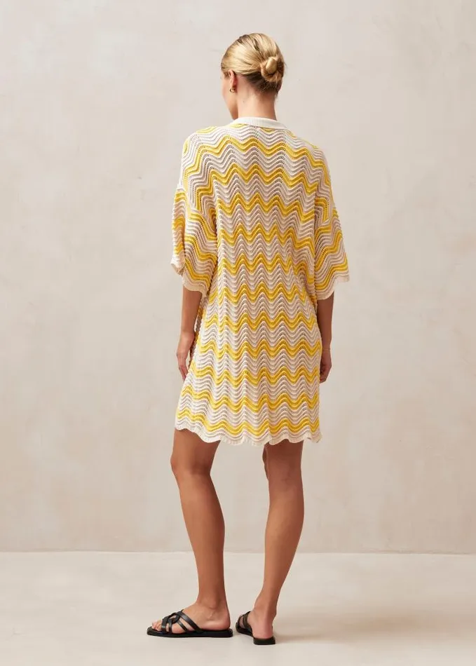 ALOHAS Dresses Women Palermo 8211 Yellow and Cream Knit Dress