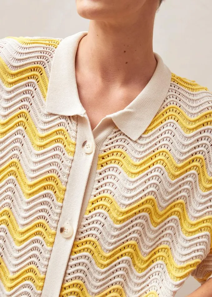 ALOHAS Dresses Women Palermo 8211 Yellow and Cream Knit Dress
