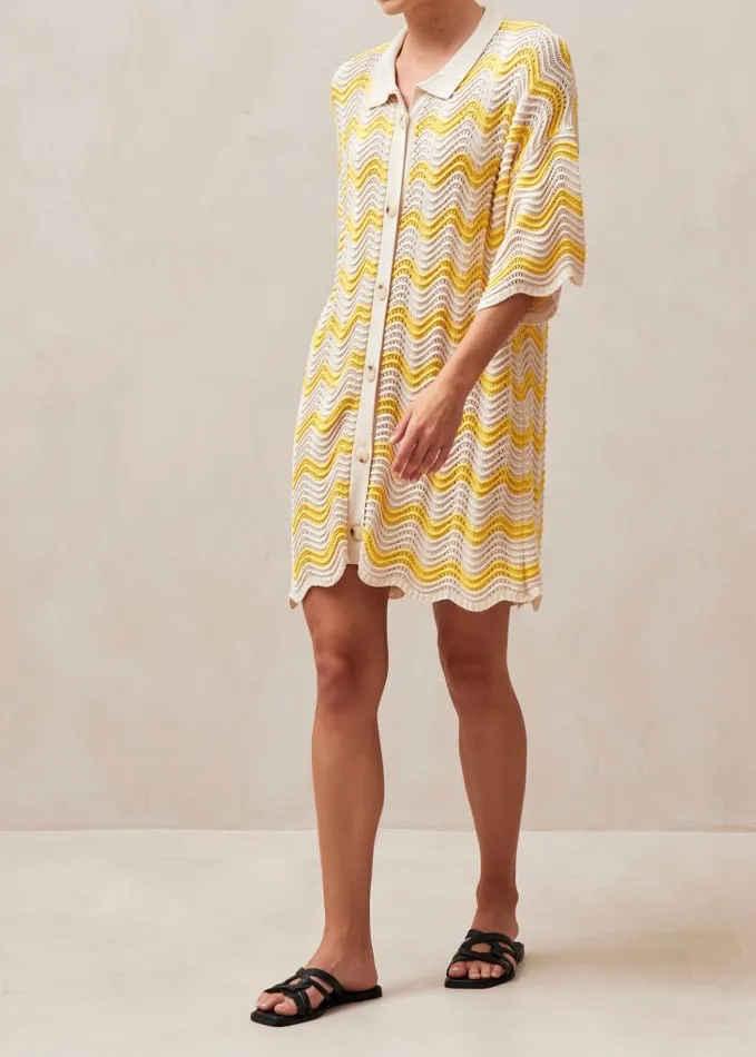 ALOHAS Dresses Women Palermo 8211 Yellow and Cream Knit Dress