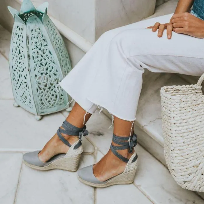 ALOHAS Espadrilles Women Clara By Day 8211 Gray Canvas Espadrilles