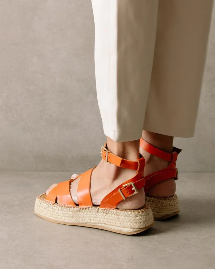 ALOHAS Espadrilles Women County 8211 Orange Leather Espadrilles