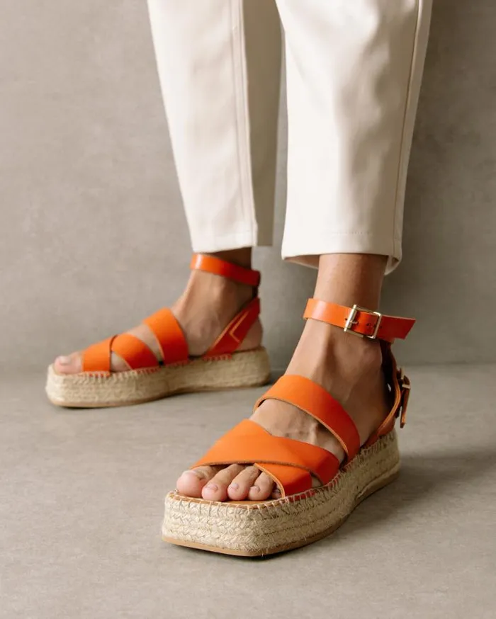ALOHAS Espadrilles Women County 8211 Orange Leather Espadrilles