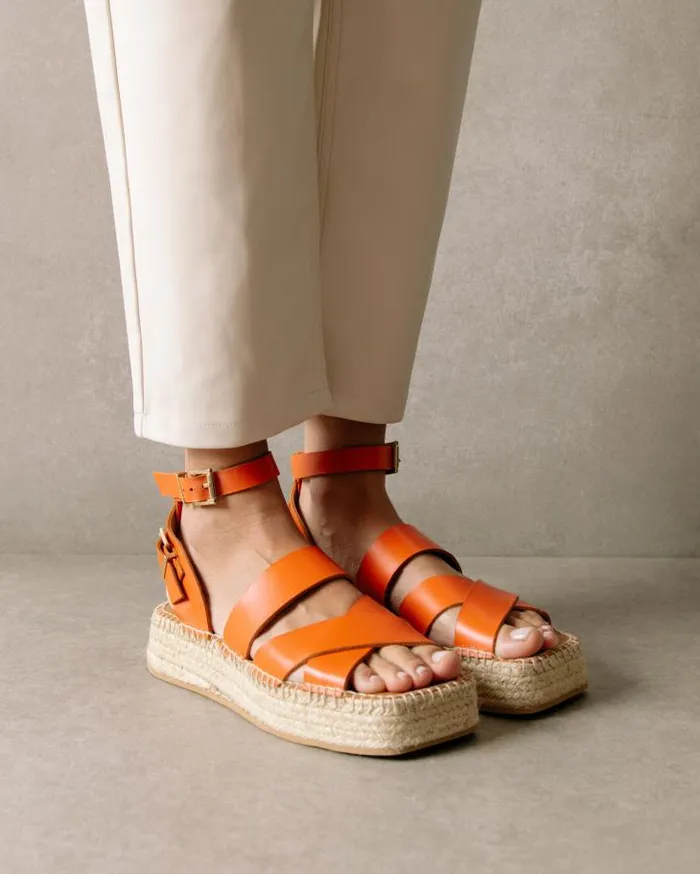 ALOHAS Espadrilles Women County 8211 Orange Leather Espadrilles