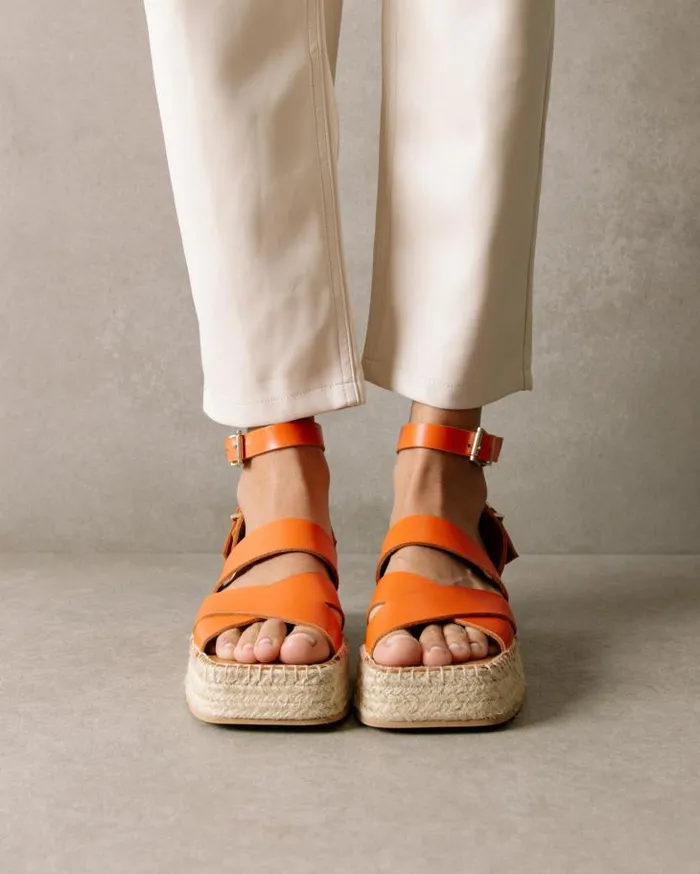 ALOHAS Espadrilles Women County 8211 Orange Leather Espadrilles