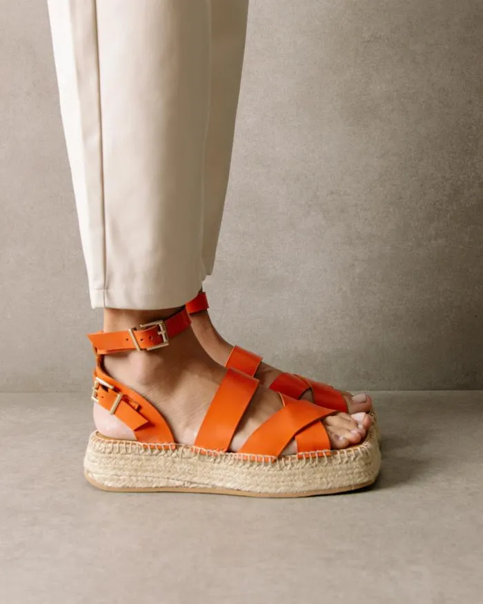 ALOHAS Espadrilles Women County 8211 Orange Leather Espadrilles