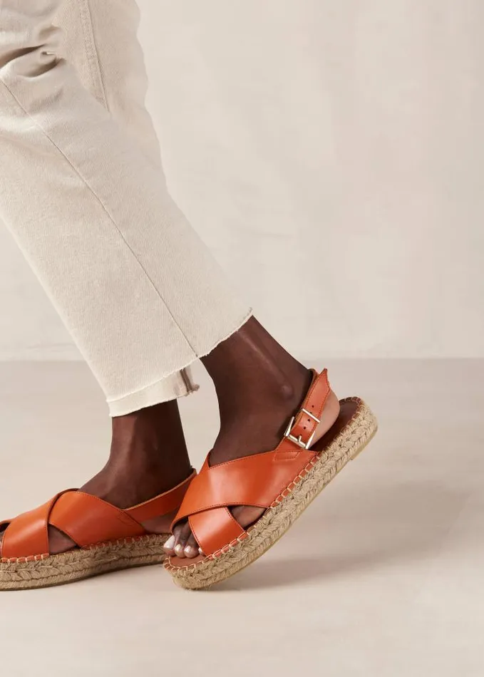 ALOHAS Espadrilles Women Crossed 8211 Orange Leather Espadrilles