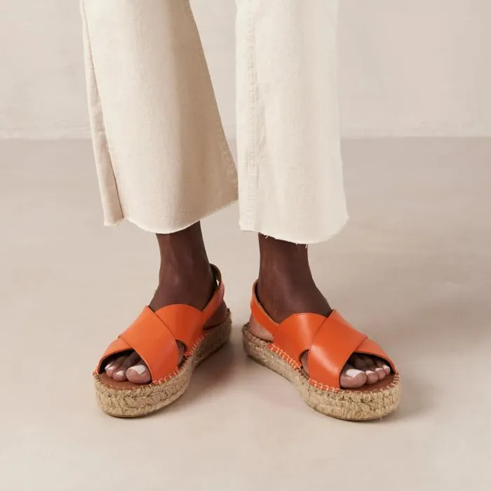 ALOHAS Espadrilles Women Crossed 8211 Orange Leather Espadrilles