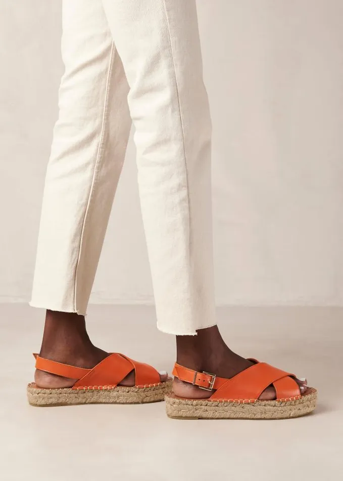 ALOHAS Espadrilles Women Crossed 8211 Orange Leather Espadrilles