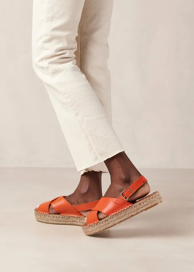 ALOHAS Espadrilles Women Crossed 8211 Orange Leather Espadrilles