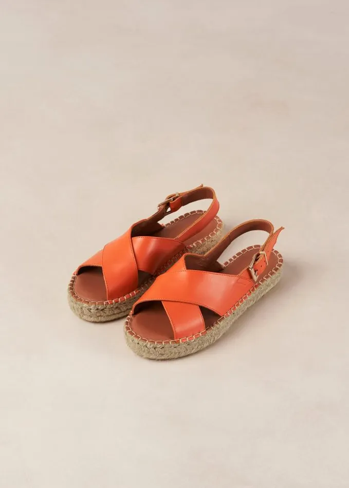 ALOHAS Espadrilles Women Crossed 8211 Orange Leather Espadrilles