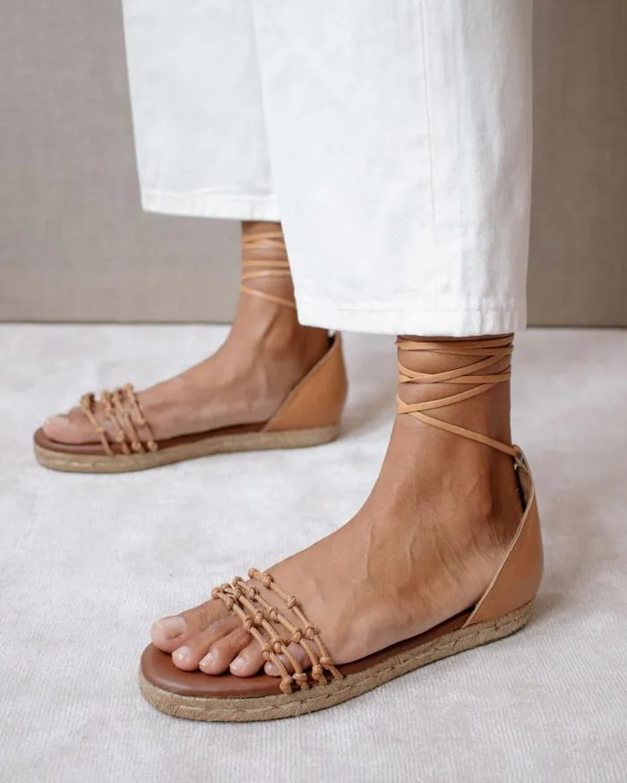 ALOHAS Espadrilles Women Wanderer 8211 Brown Leather Espadrilles