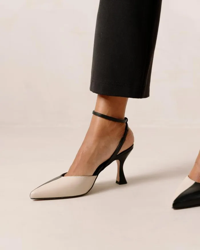 ALOHAS Heels Women Cinderella 8211 Black And White Leather Pumps