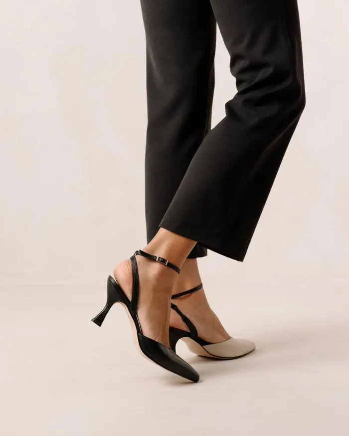 ALOHAS Heels Women Cinderella 8211 Black And White Leather Pumps