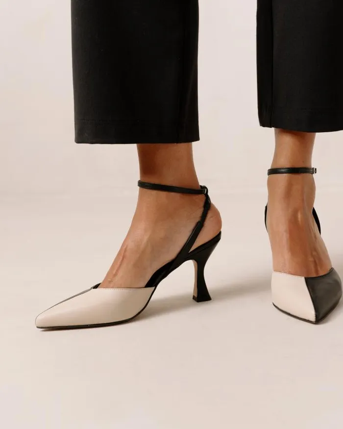 ALOHAS Heels Women Cinderella 8211 Black And White Leather Pumps