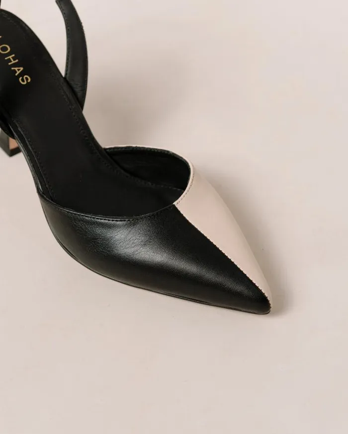 ALOHAS Heels Women Cinderella 8211 Black And White Leather Pumps