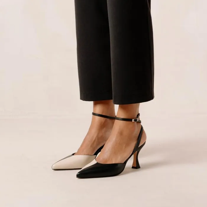ALOHAS Heels Women Cinderella 8211 Black And White Leather Pumps