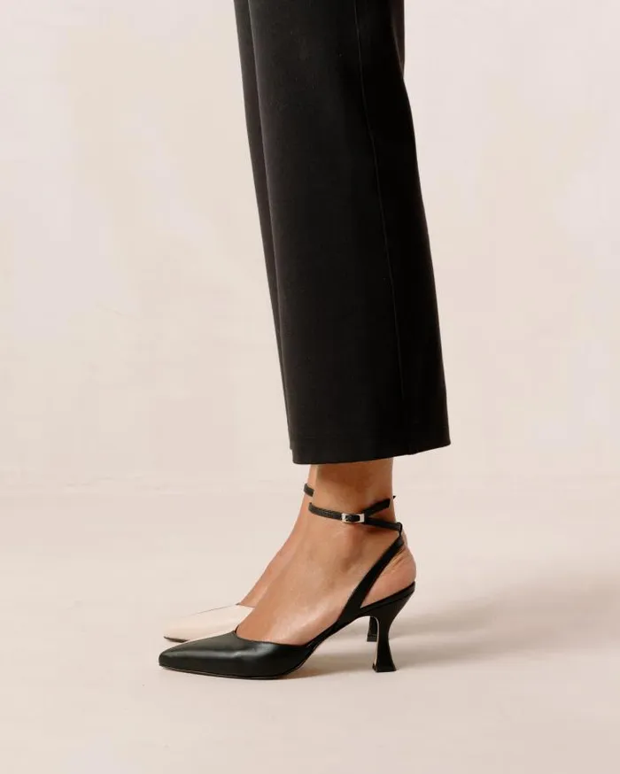 ALOHAS Heels Women Cinderella 8211 Black And White Leather Pumps