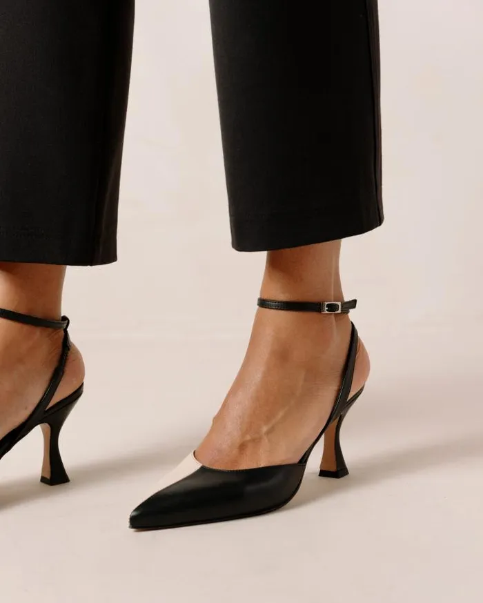 ALOHAS Heels Women Cinderella 8211 Black And White Leather Pumps