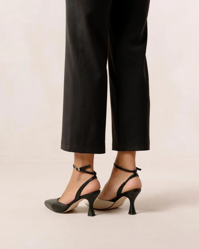 ALOHAS Heels Women Cinderella 8211 Black And White Leather Pumps