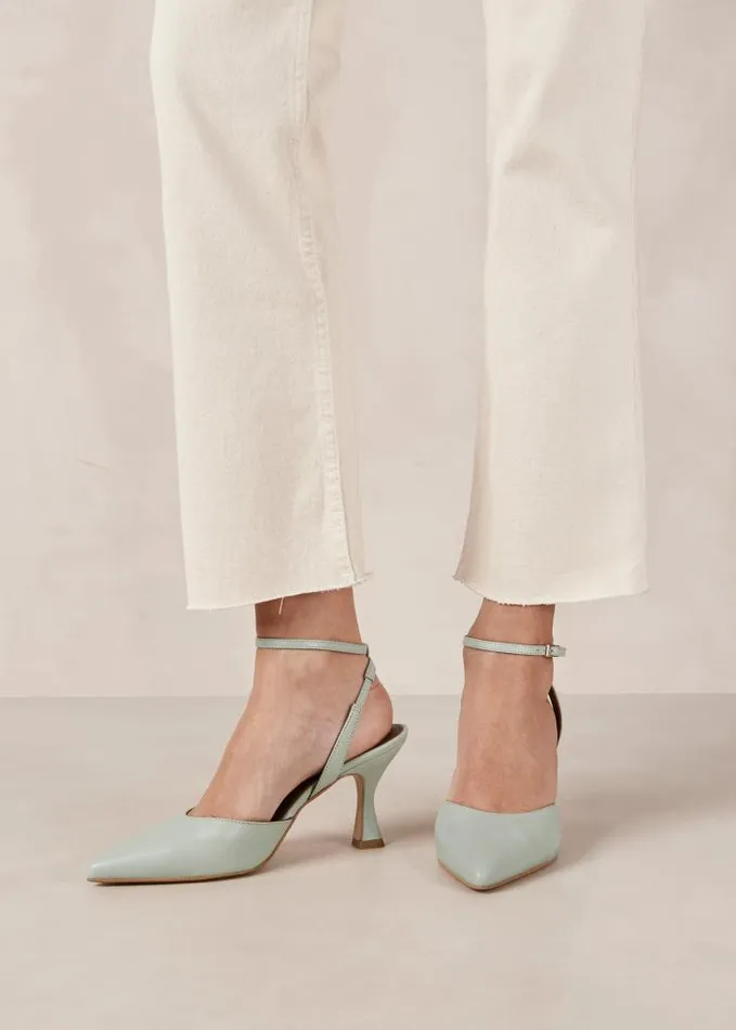 ALOHAS Heels Women Cinderella 8211 Green Leather Pumps