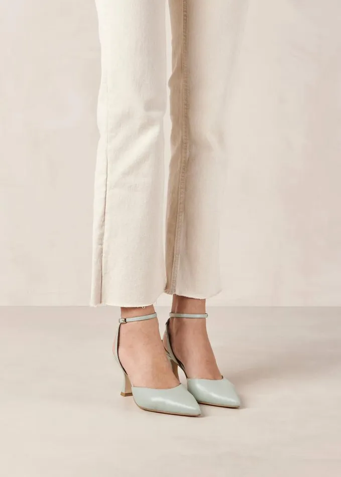 ALOHAS Heels Women Cinderella 8211 Green Leather Pumps