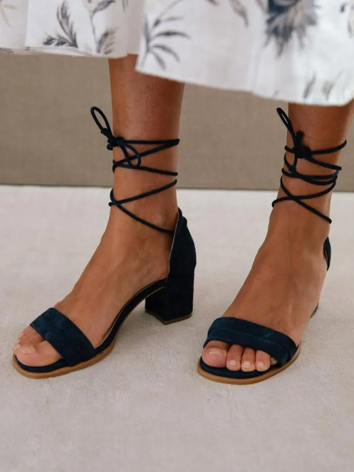 ALOHAS Heels Women Dakota 8211 Blue Suede Sandals