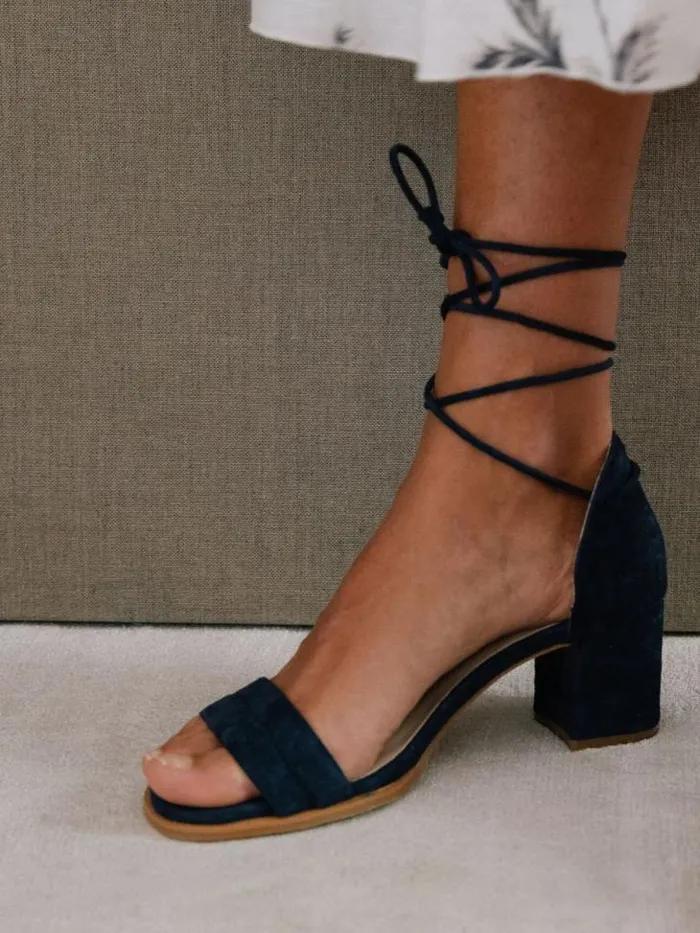 ALOHAS Heels Women Dakota 8211 Blue Suede Sandals
