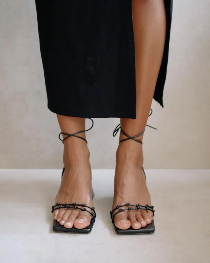 ALOHAS Heels Women Juniper 8211 Black Leather Sandals