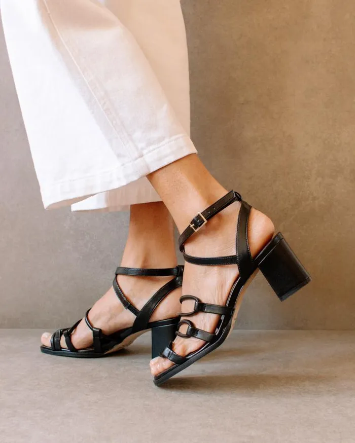 ALOHAS Heels Women Mick 8211 Black Vegan Leather Sandals