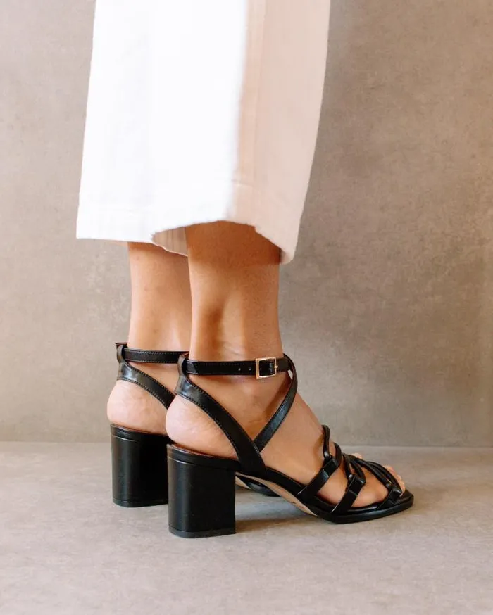 ALOHAS Heels Women Mick 8211 Black Vegan Leather Sandals