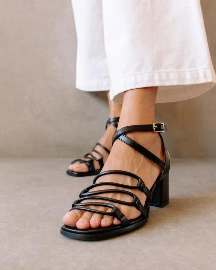 ALOHAS Heels Women Mick 8211 Black Vegan Leather Sandals