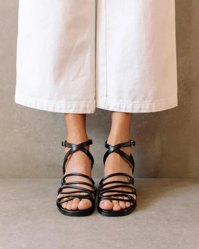 ALOHAS Heels Women Mick 8211 Black Vegan Leather Sandals