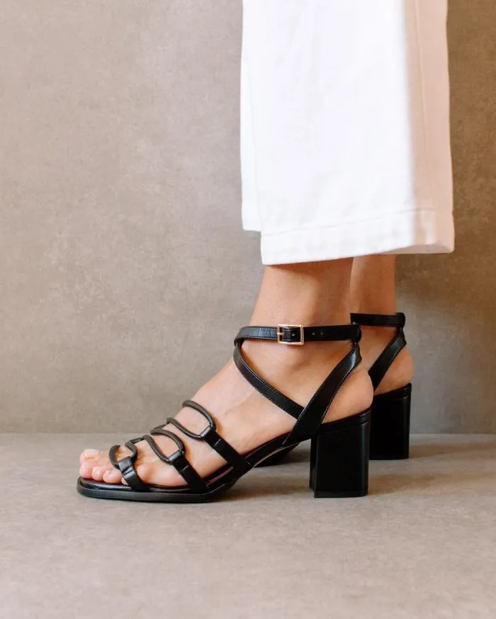 ALOHAS Heels Women Mick 8211 Black Vegan Leather Sandals
