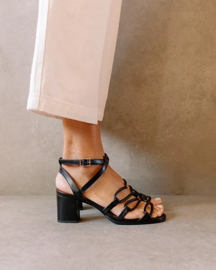 ALOHAS Heels Women Mick 8211 Black Vegan Leather Sandals