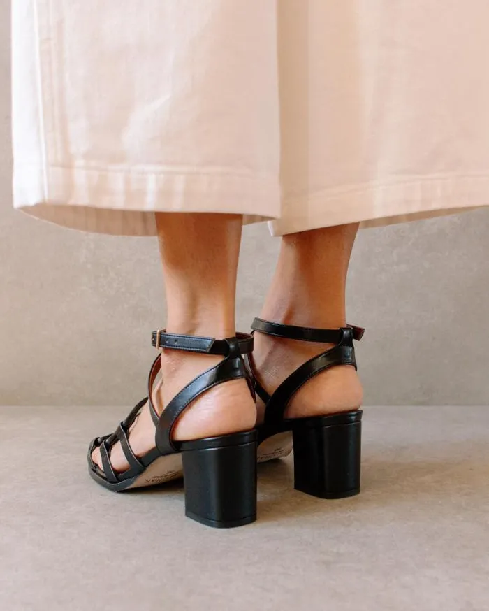 ALOHAS Heels Women Mick 8211 Black Vegan Leather Sandals