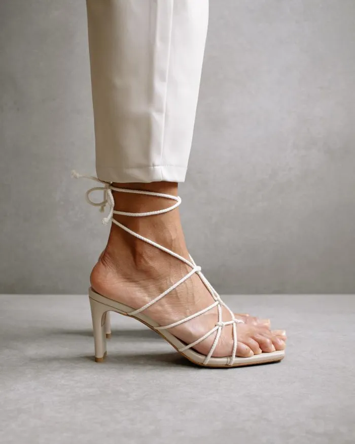 ALOHAS Heels Women Unique 8211 White Heeled Sandals